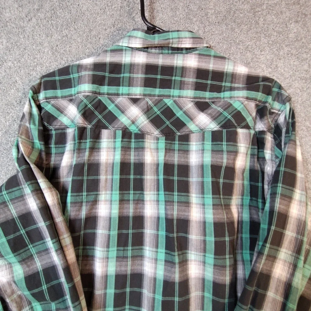 Helix Mens Shirt Multicolor L Plaid Long Sleeve Button Up Collared Athletic Fit
